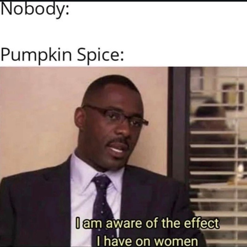 Nobody: Pumpkin Spice: I am aware of the effect I have on women