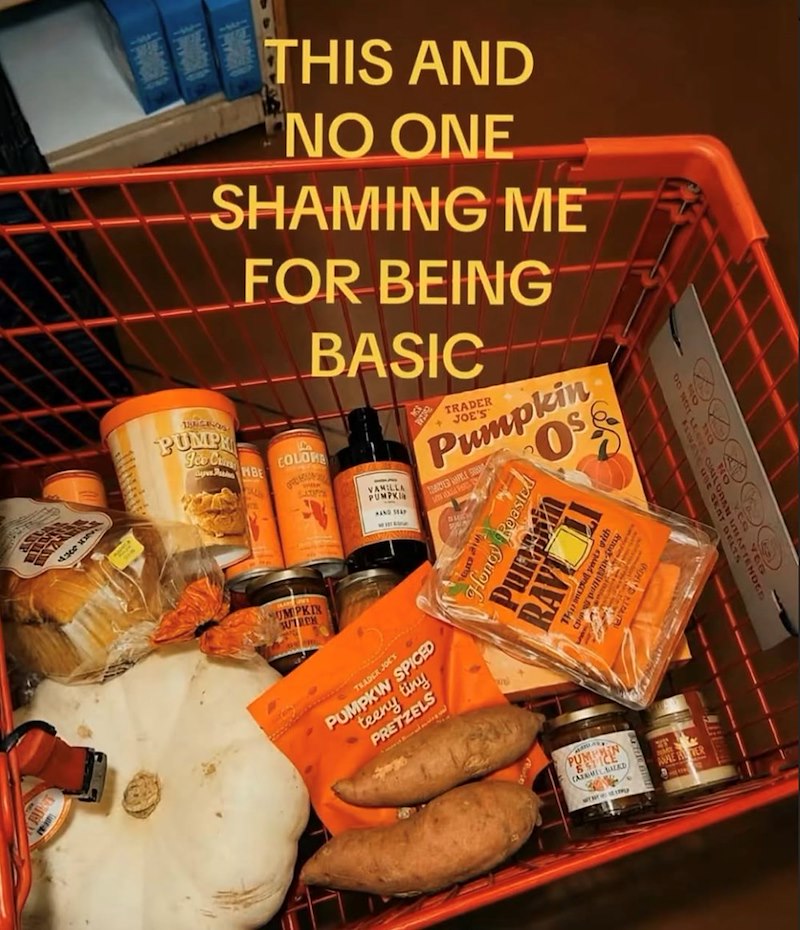 THIS AND NO ONE SHAMING ME FOR BEING BASIC TRADER +JOE'S Pumpkin PUMP HBE COLORE VAMILLA PUMPKI AND SEAP TRADER WELL INVENT FAC 4 SUMPKIN SUIREM TRADER JOE'S PUMPKIN SPICED teeny tiny PRETZELS Hondy Roa Purin RAVE PUMPIN PICE LAZED AMME VER
