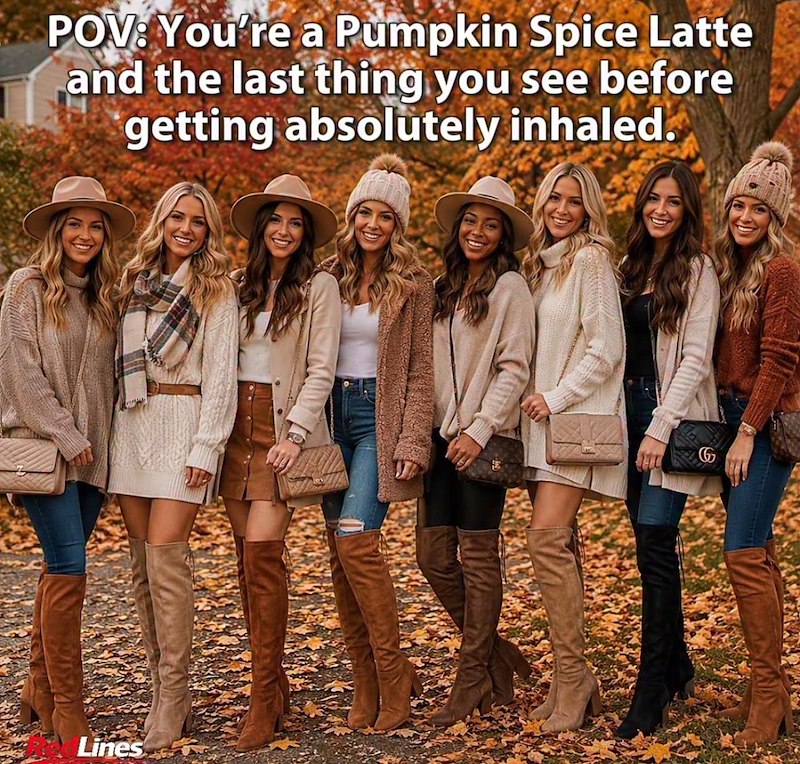 POV: You're a Pumpkin Spice Latte and the last thing you see before getting absolutely inhaled. Lines G