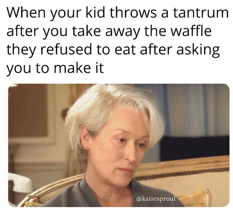 When your kid throws a tantrum after you take away the waffle they refused to eat after asking you to make it @katiesproul