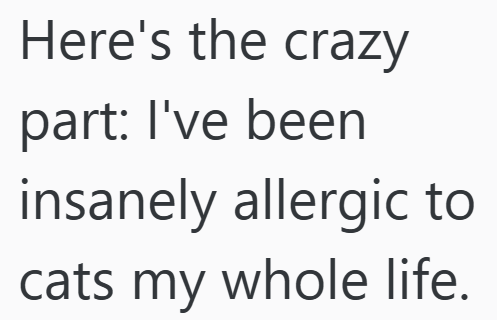 Here's the crazy part: I've been insanely allergic to cats my whole life.