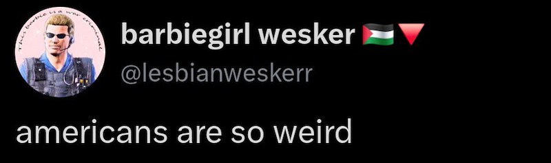 barbie isa ww barbiegirl wesker @lesbianweskerr americans are so weird