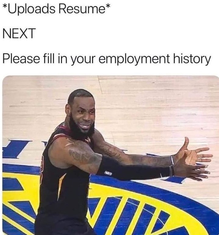 *Uploads Resume* NEXT Please fill in your employment history T