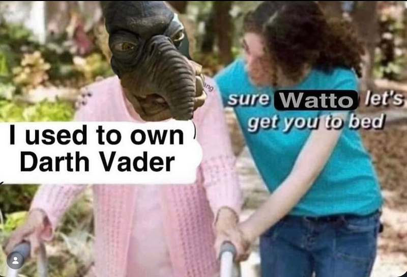 I used to own Darth Vader ang sure Watto let's get you to bed