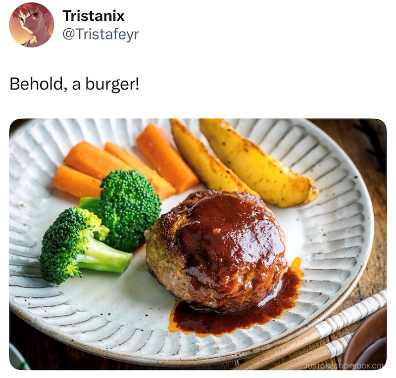 Tristanix @Tristafeyr Behold, a burger! JUSTONECOOKBOOK.COM