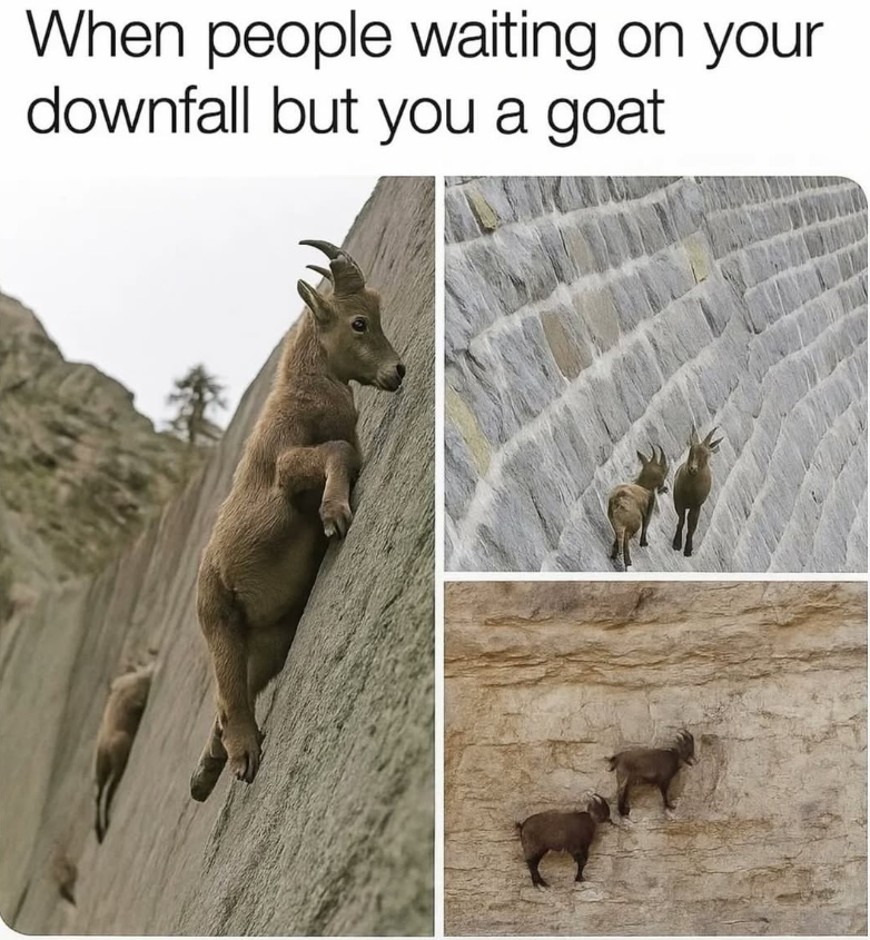 When people waiting on your downfall but you a goat
