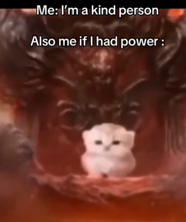 Me: I'm a kind person Also me if I had power: