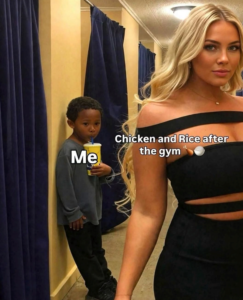 Chicken and Rice after the gym Me