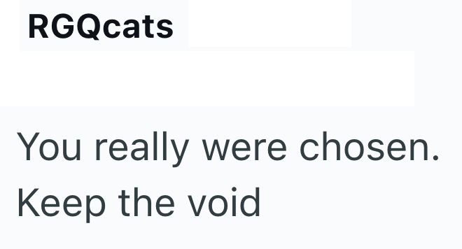 RGQcats You really were chosen. Keep the void