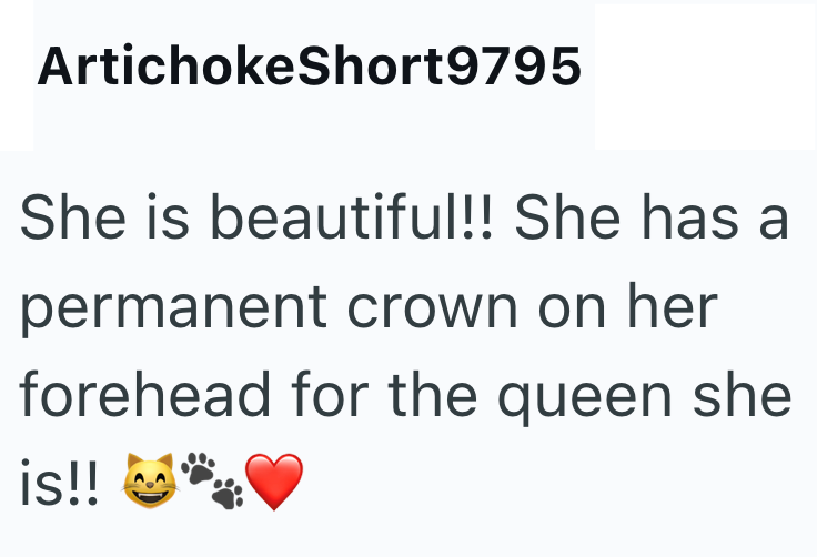 ArtichokeShort9795 She is beautiful!! She has a permanent crown on her forehead for the queen she is!!