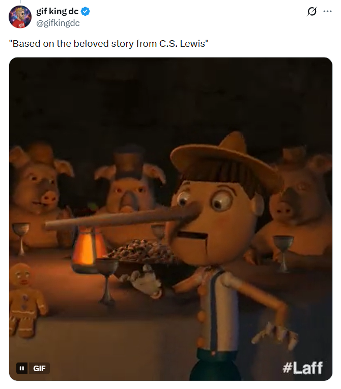 gif king dc @gifkingdc "Based on the beloved story from C.S. Lewis" II GIF 0 #Laff