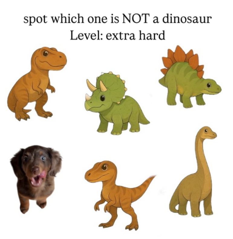 spot which one is NOT a dinosaur Level: extra hard