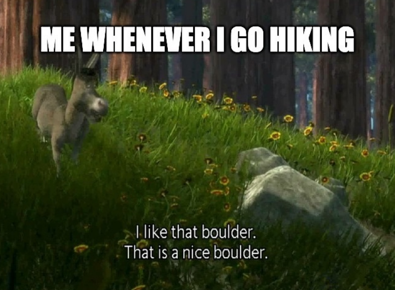 ME WHENEVER I GO HIKING I like that boulder. That is a nice boulder.