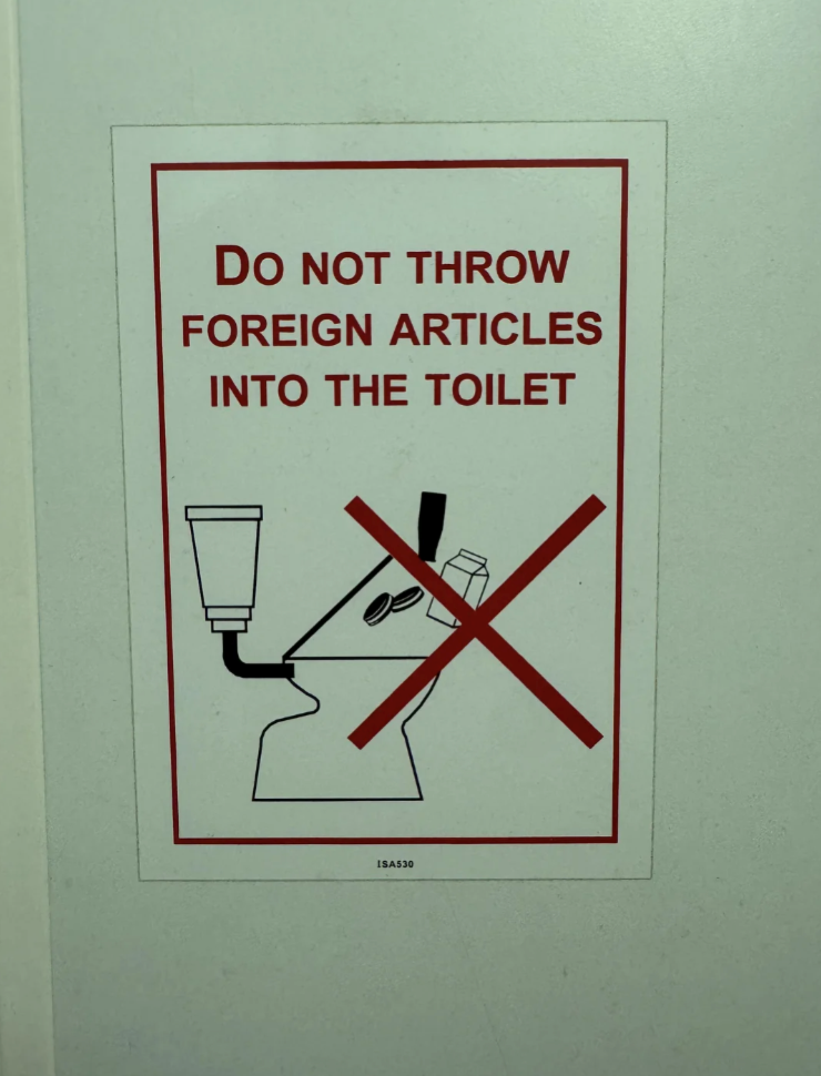 DO NOT THROW FOREIGN ARTICLES INTO THE TOILET ISA530