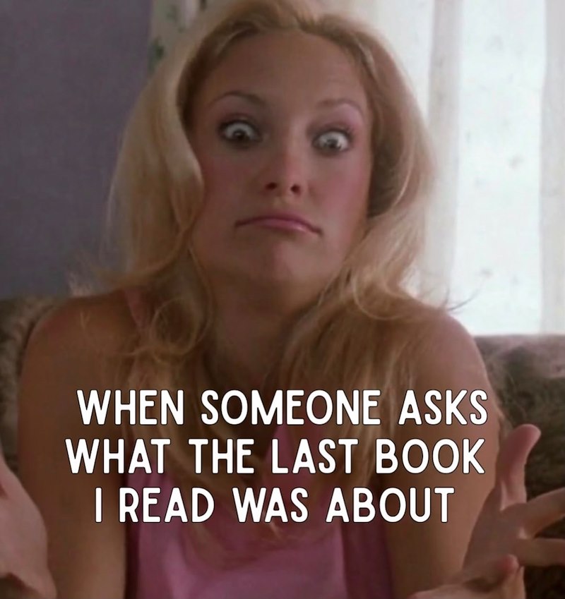 WHEN SOMEONE ASKS WHAT THE LAST BOOK I READ WAS ABOUT