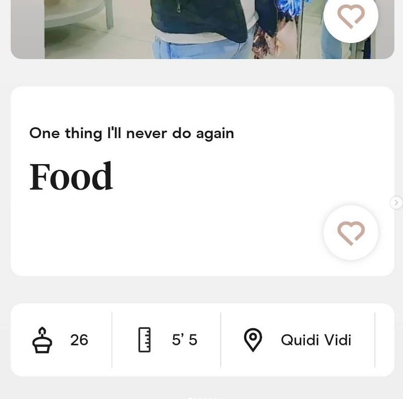 One thing I'll never do again Food 26 E 5'5 Quidi Vidi B