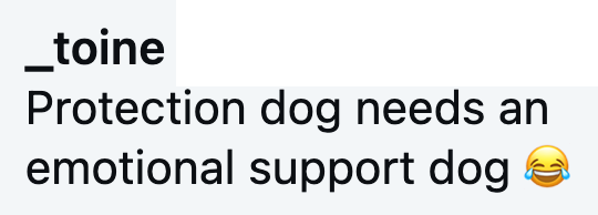 _toine Protection dog needs an emotional support dog ✔