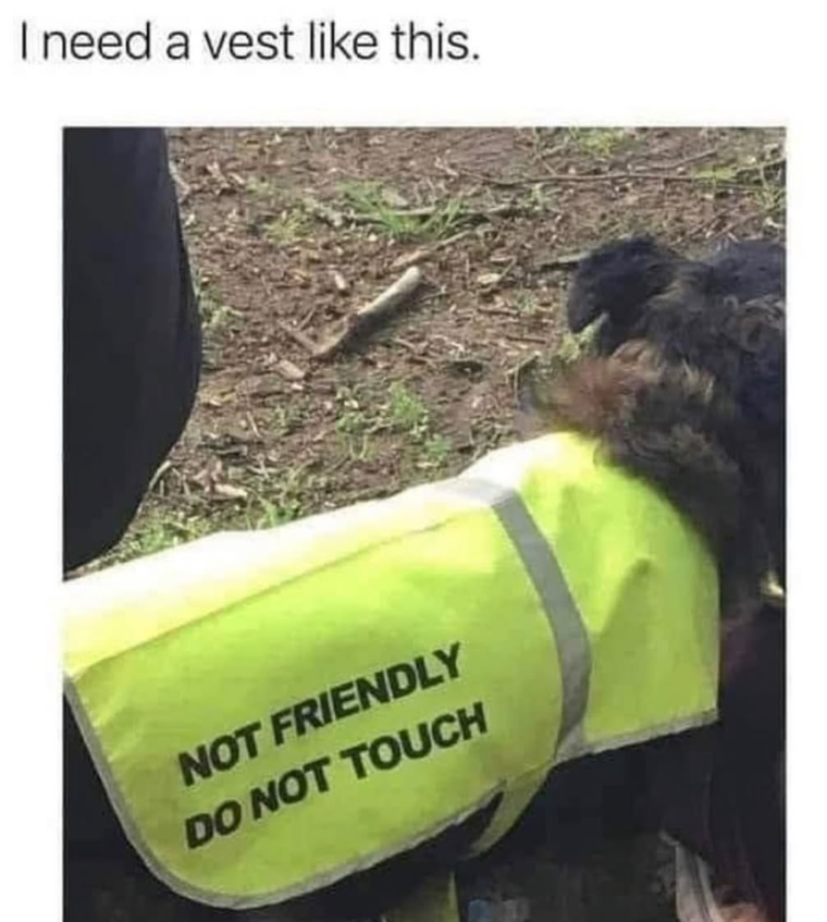 I need a vest like this. NOT FRIENDLY DO NOT TOUCH
