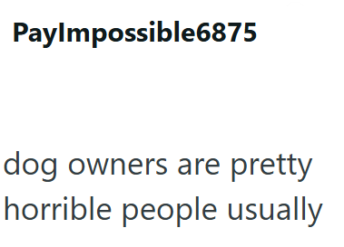 PayImpossible6875 dog owners are pretty horrible people usually