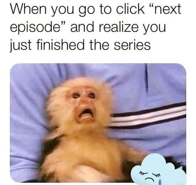 When you go to click "next episode" and realize you just finished the series.