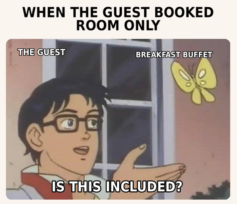 WHEN THE GUEST BOOKED ROOM ONLY THE GUEST BREAKFAST BUFFET IS THIS INCLUDED?