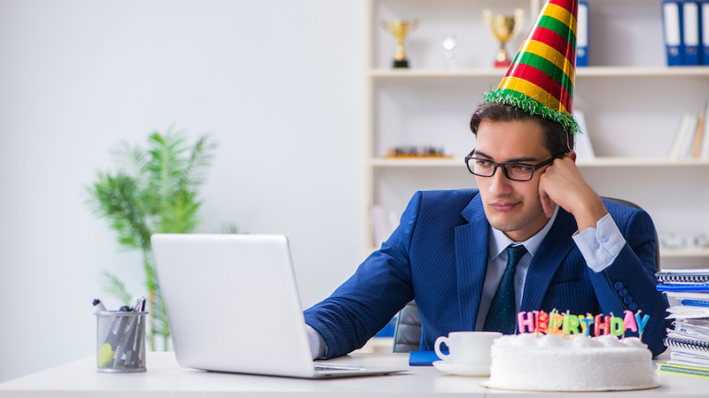 Sad birthday guy. 