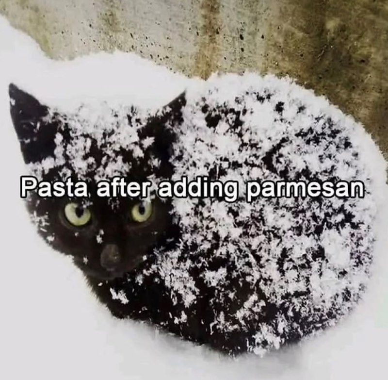 Pasta after adding parmesan