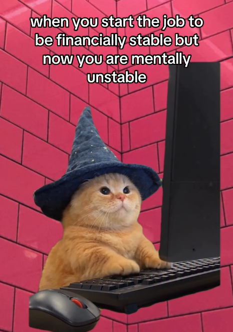 when you start the job to be financially stable but now you are mentally unstable