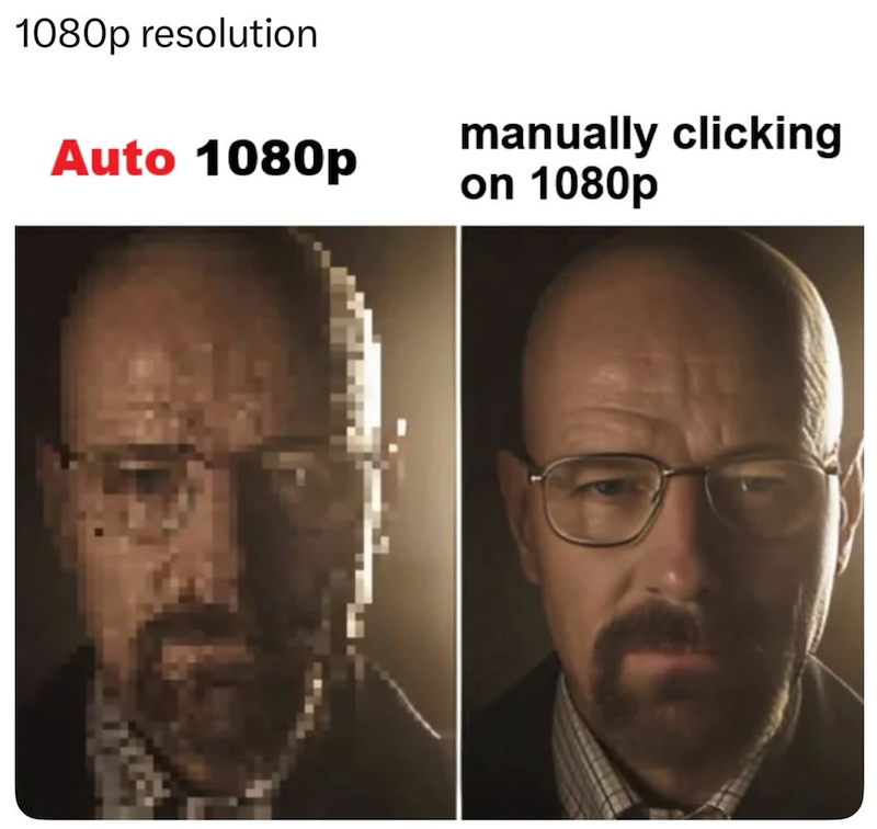 1080p resolution Auto 1080p manually clicking on 1080p