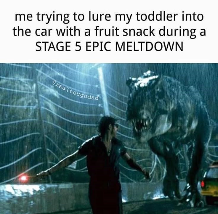 me trying to lure my toddler into the car with a fruit snack during a STAGE 5 EPIC MELTDOWN @realtoughdad