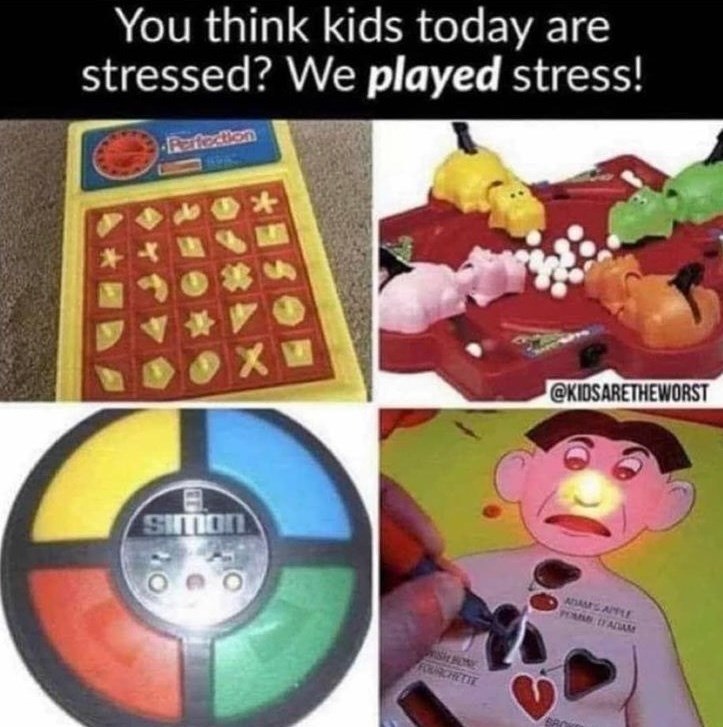 You think kids today are stressed? We played stress! Perfection Simon 10 @KIDSARETHEWORST ISIL HONE FOURCHETTE ADAMS APPLE POMME ADAM