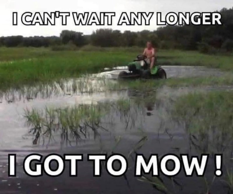 I CAN'T WAIT ANY LONGER I GOT TO MOW!