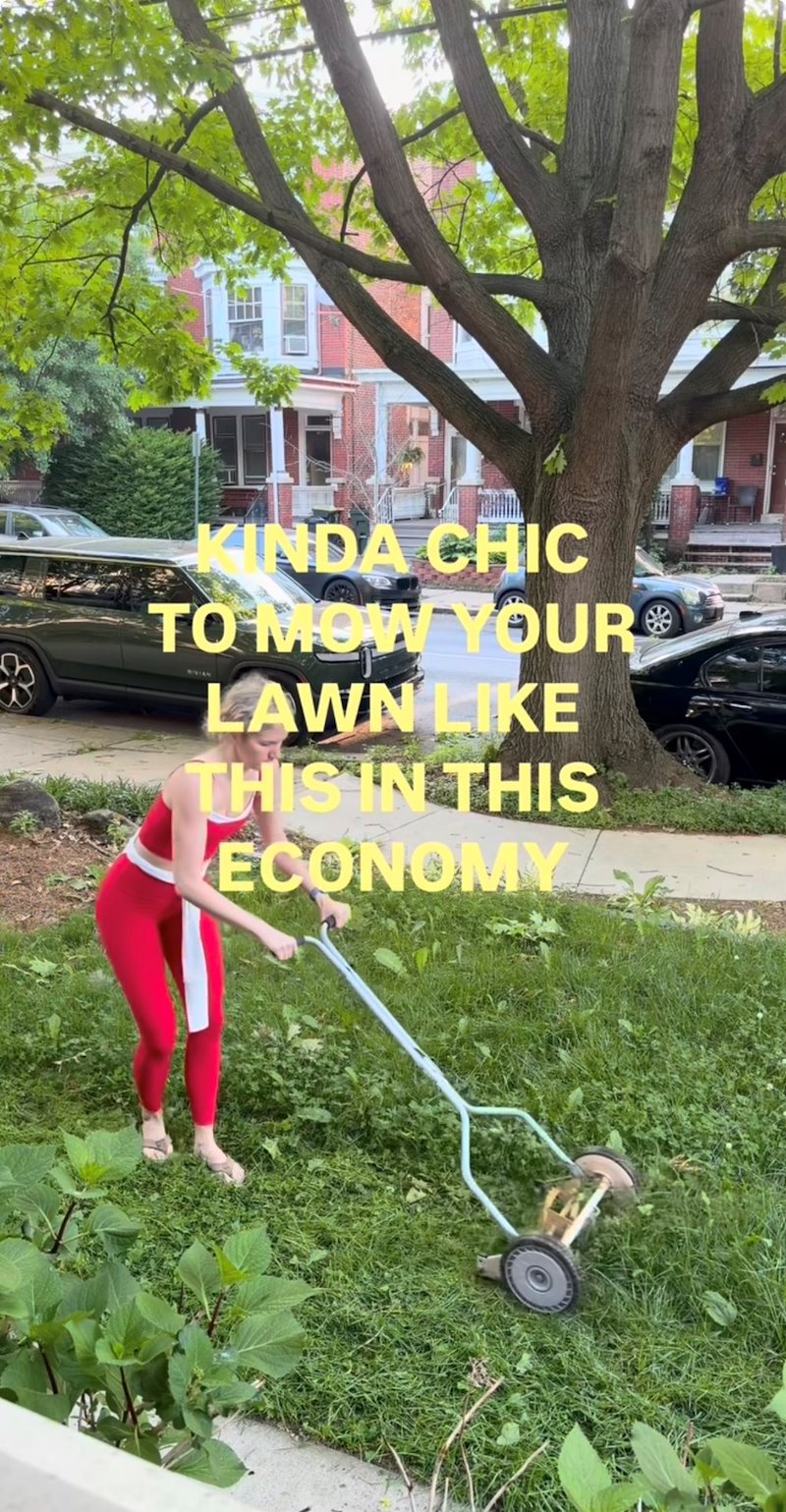 KINDA CHIC TO MOW YOUR VIVIAN LAWN LIKE THIS IN THIS ECONOMY