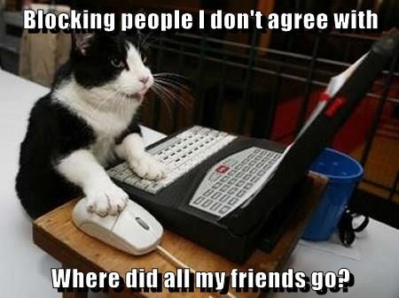 Blocking people I don't agree with Where did all my friends go?