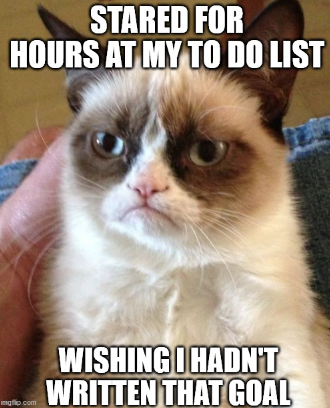 STARED FOR HOURS AT MY TO DO LIST imgflip.com WISHING I HADN'T WRITTEN THAT GOAL