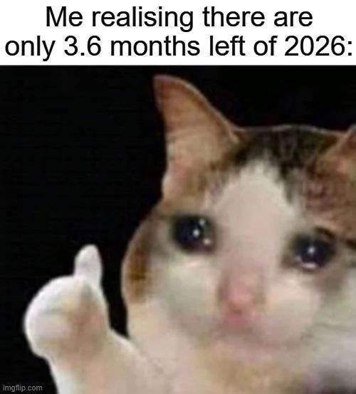 Me realising there are only 3.6 months left of 2026: imgflip.com