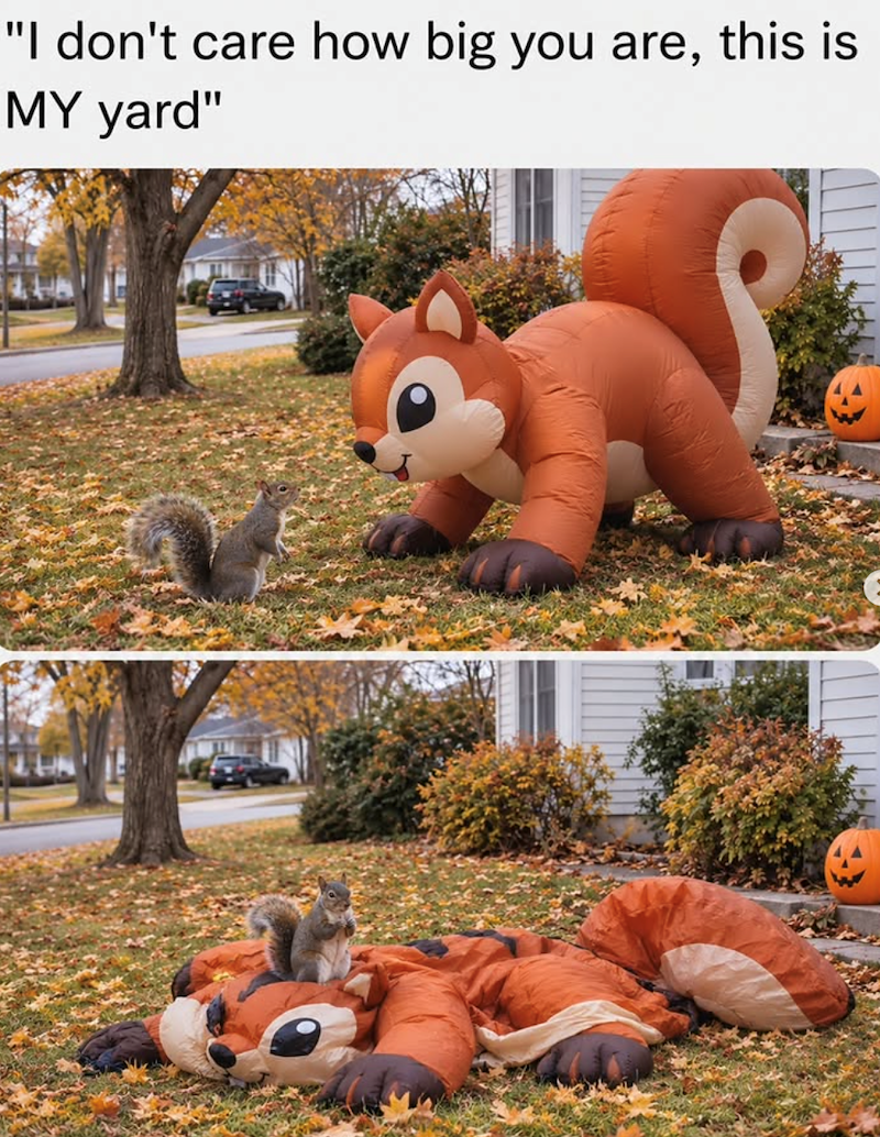 "I don't care how big you are, this is MY yard"