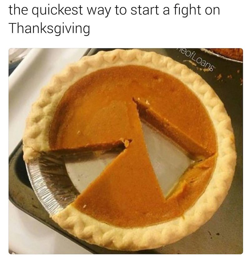 the quickest way to start a fight on Thanksgiving eofLoans