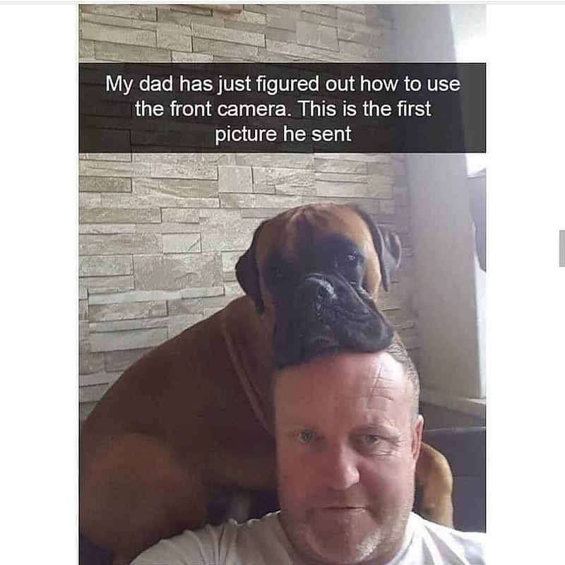 My dad has just figured out how to use the front camera. This is the first picture he sent
