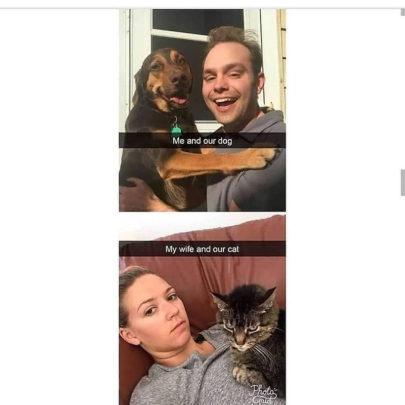 Me and our dog My wife and our cat Photo