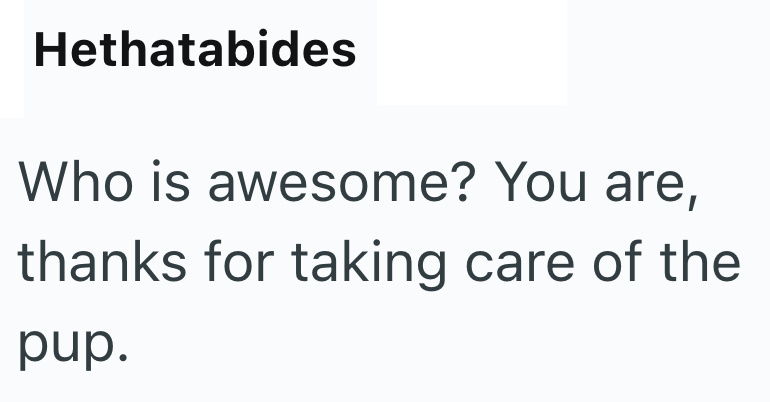 Hethatabides Who is awesome? You are, thanks for taking care of the pup.