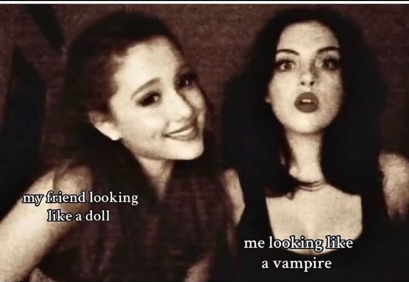 my friend looking like a doll me looking like a vampire