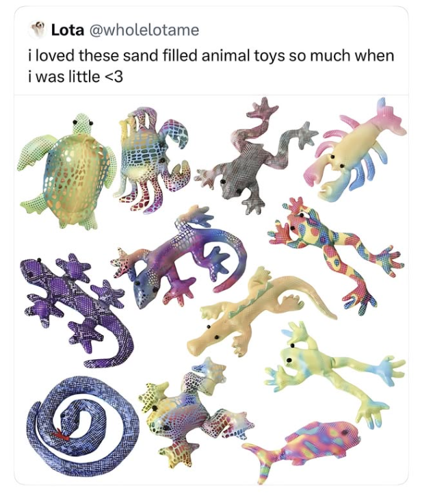 Lota @wholelotame i loved these sand filled animal toys so much when i was little <3 3*