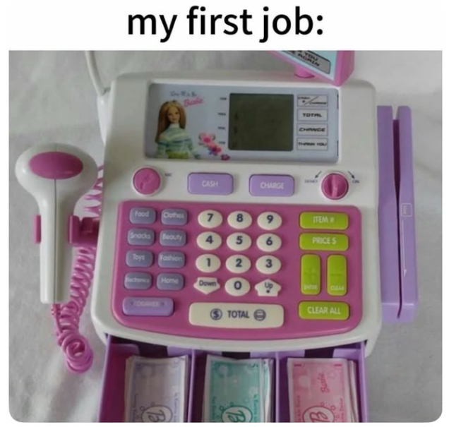my first job: Ba CASH CHARGE Food Clothes Snacks Beauty Toys Fashion Bectonico Home Down IDGAVER TOTAL CHANGE ITEM PRICES CLEAR CLEAR ALL TOTAL Babe