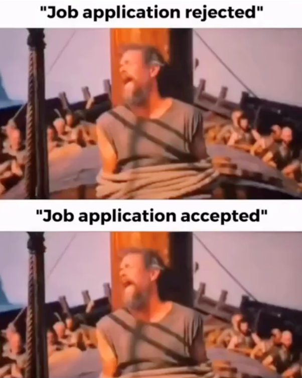 "Job application rejected" "Job application accepted"