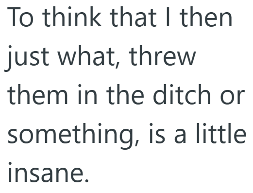 To think that I then just what, threw them in the ditch or something, is a little insane.
