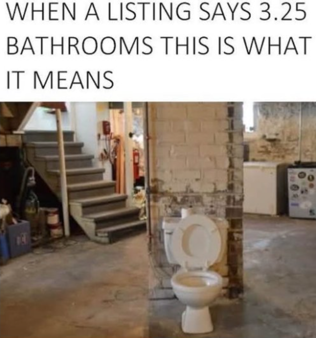 WHEN A LISTING SAYS 3.25 BATHROOMS THIS IS WHAT IT MEANS