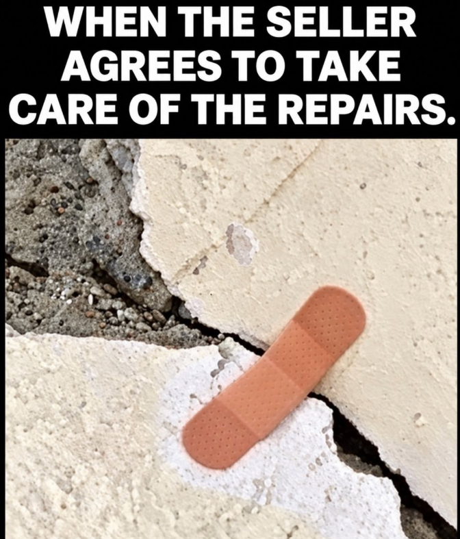 WHEN THE SELLER AGREES TO TAKE CARE OF THE REPAIRS.
