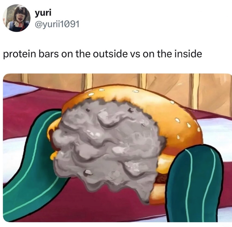 yuri @yurii1091 protein bars on the outside vs on the inside