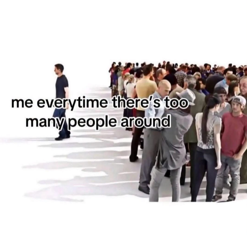 me everytime there's too many people around